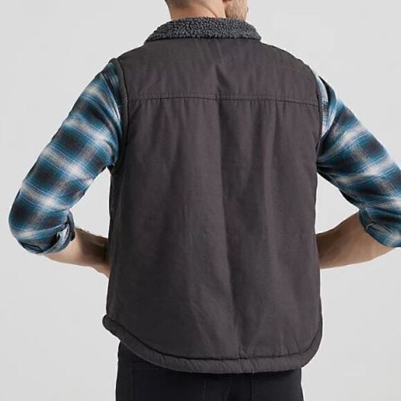 Lee Black Sherpa Canvas Vest XL - Picture 2 of 9